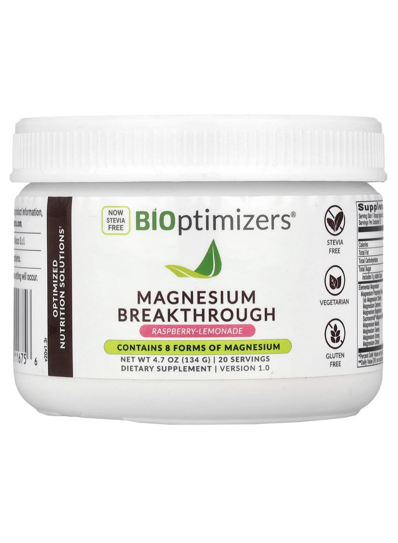 Magnesium Breakthrough, Raspberry-Lemonade, 4.7 oz (134 g)